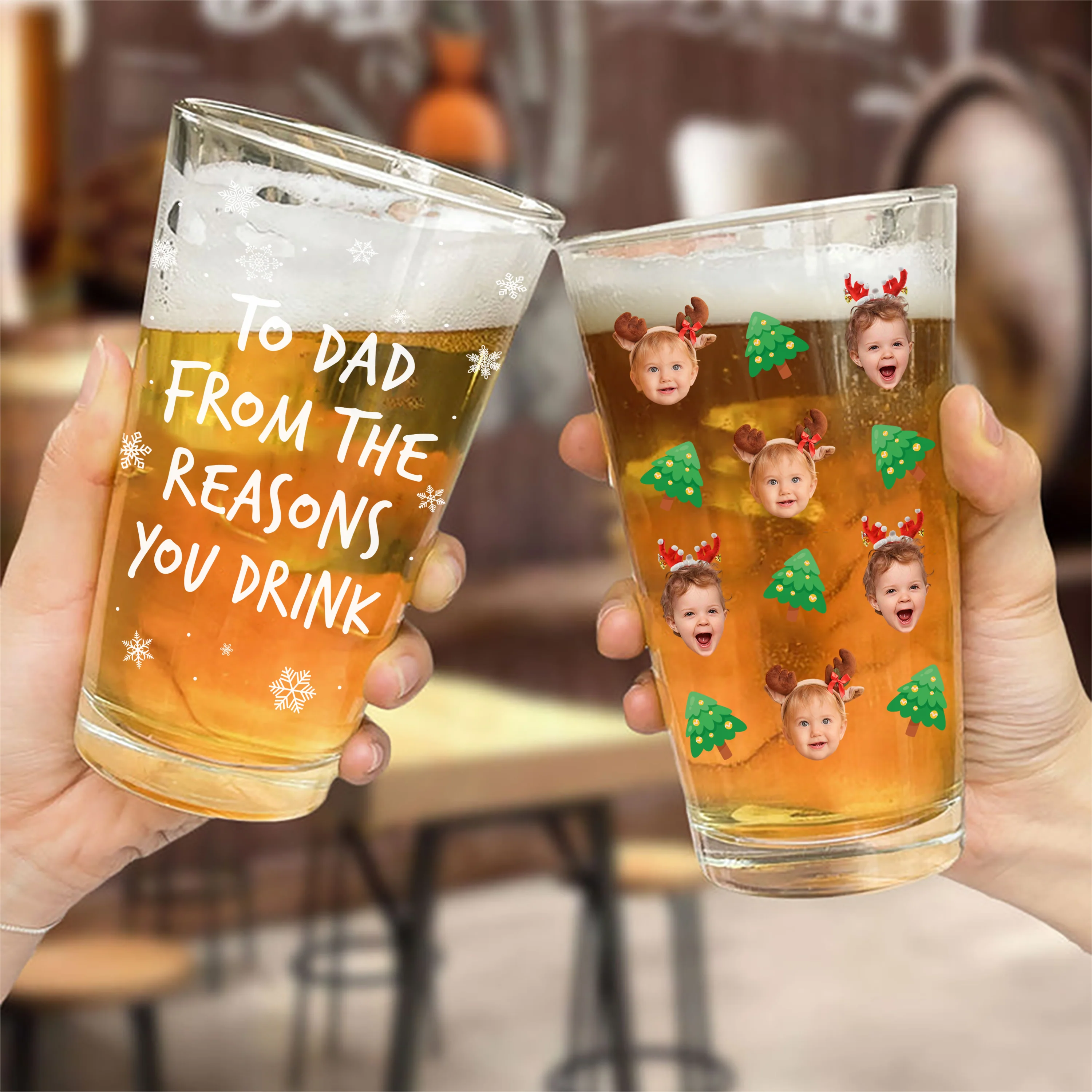 Custom Photo To Dad From The Reasons You Drink Print Beer Glass For Christmas HO82 894370 - Image 4