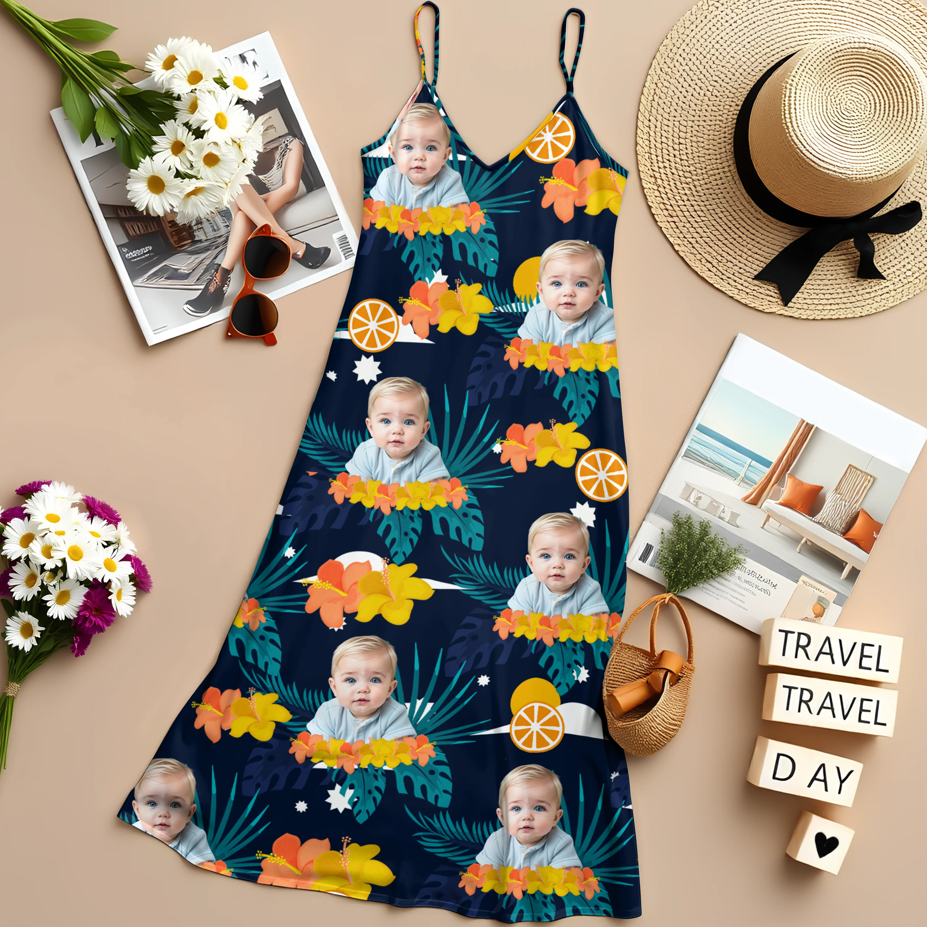 Custom Photo Tropical Flower Maxi Dress For Summer Holiday CH07 895620 - Image 7