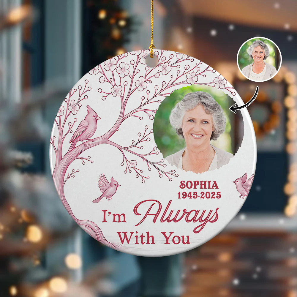 Custom Photo We're Always With You Ceramic Ornament Memorial Gift For Family TH10 894907 - Image 2
