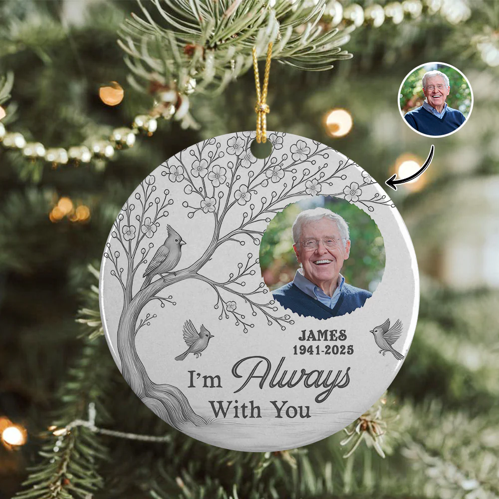 Custom Photo We're Always With You Ceramic Ornament Memorial Gift For Family TH10 894907 - Image 3