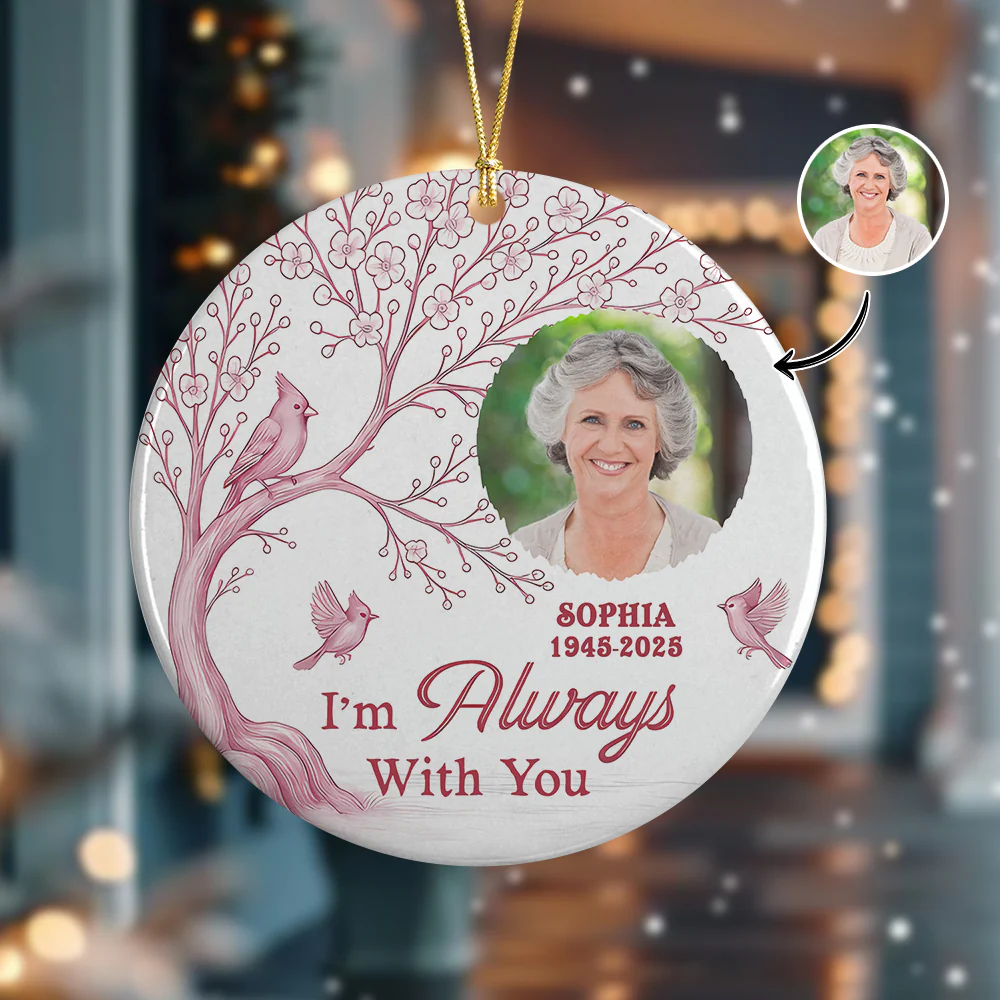 Custom Photo We're Always With You Ceramic Ornament Memorial Gift For Family TH10 894907 - Image 5