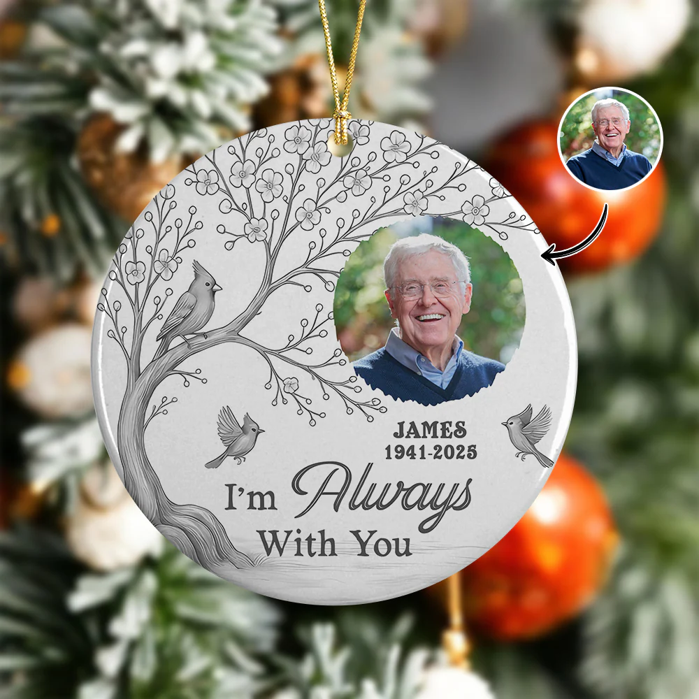 Custom Photo We're Always With You Ceramic Ornament Memorial Gift For Family TH10 894907 - Image 6