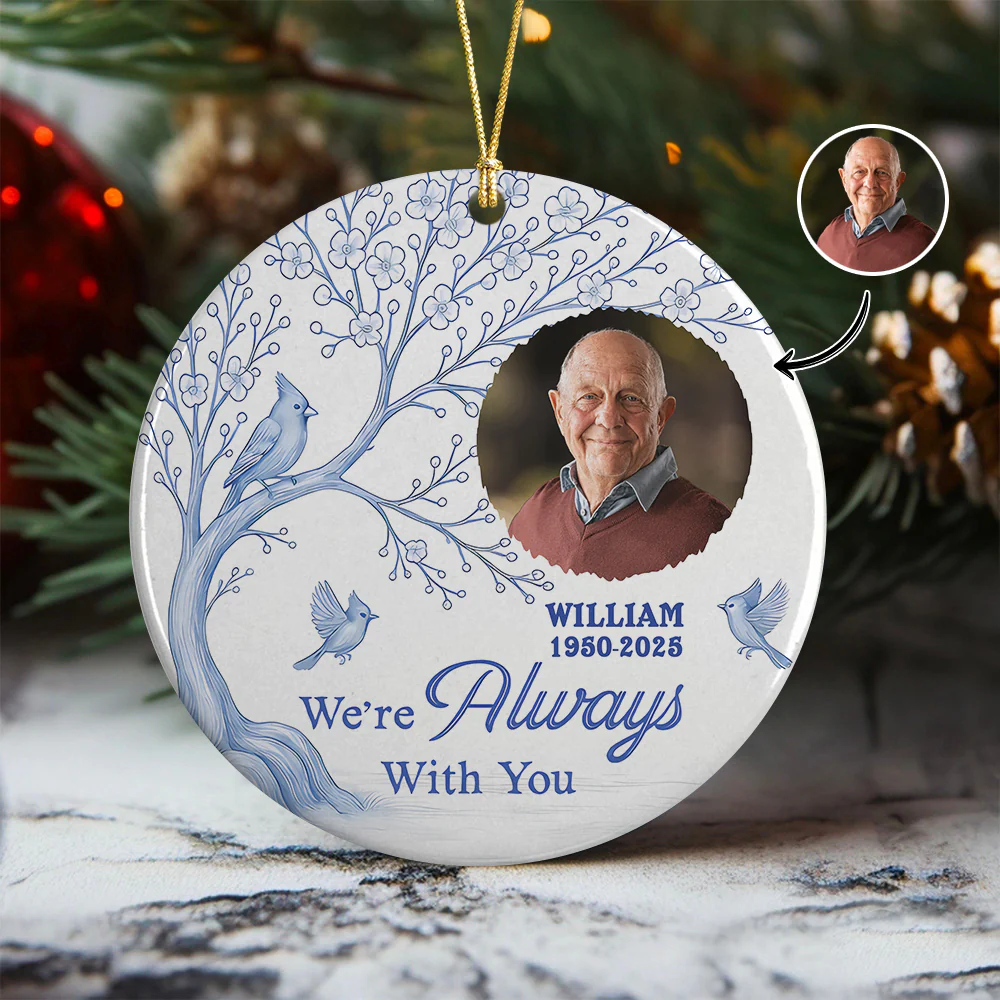 Custom Photo We're Always With You Ceramic Ornament Memorial Gift For Family TH10 894907 - Image 7