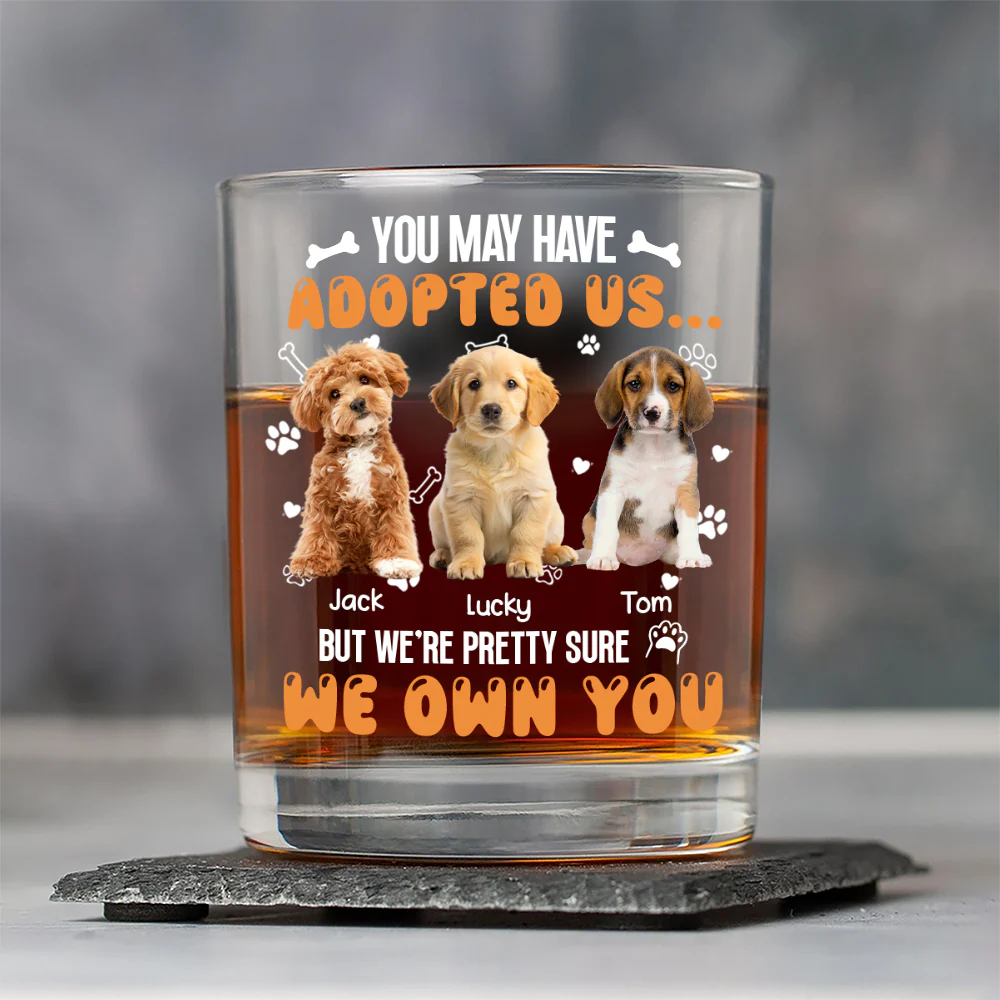 Custom Photo You May Have Adopted Us But We're Pretty Sure We Own You Rock Glass For Dog Lovers Cat Lovers CH07 895616 - Image 3