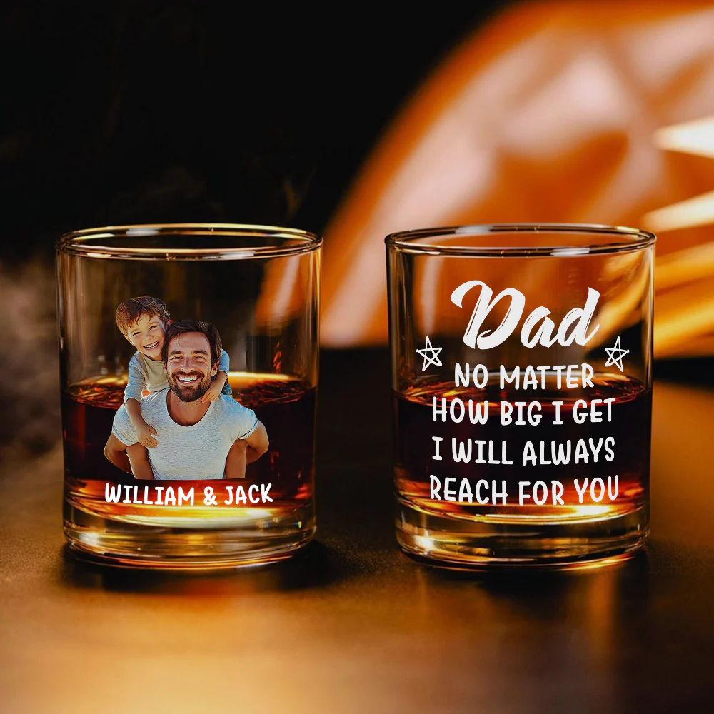 Dad No Matter How Big We Get, We Will Always Reach For You Rock Glass Gift For Father's Day HO82 893984 - Image 2