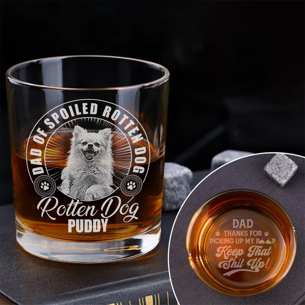Dad Thanks For Picking Up My Poop - Personalized Whiskey Glass With Photo TH10 892833 - Image 3