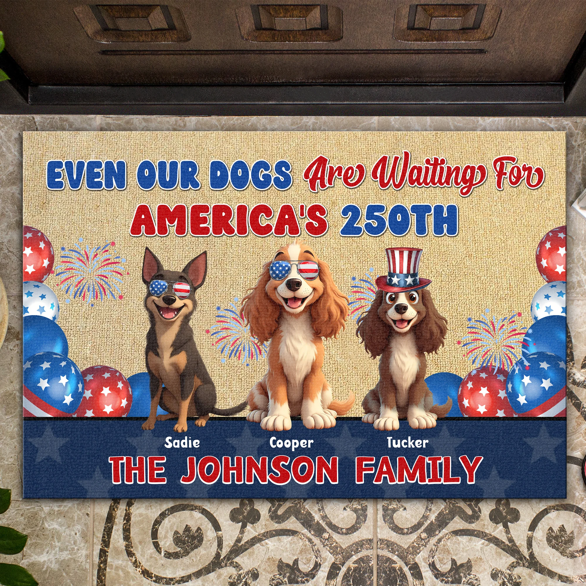 Even My Dog Waiting For America's 250th Personalized Doormat For Dog Lover CH07 910326 - Image 4