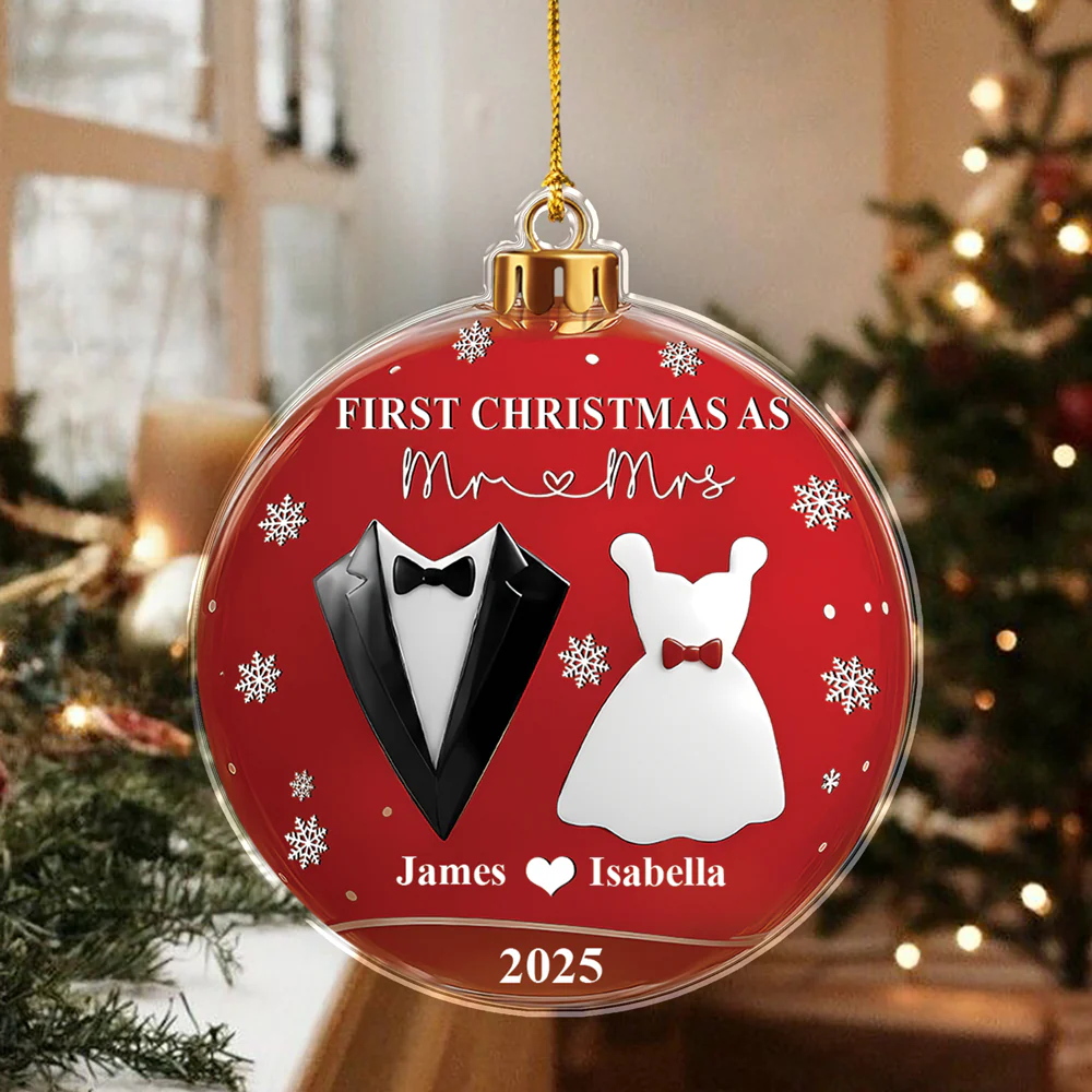First Christmas As Mr And Mrs - Personalized Acrylic Ornament CH07 899096 - Image 3