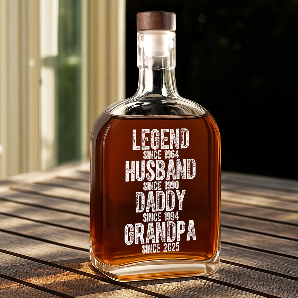 Legend Husband Daddy Grandpa - Family Personalized Whiskey Bottle HA75 892522 - Image 2
