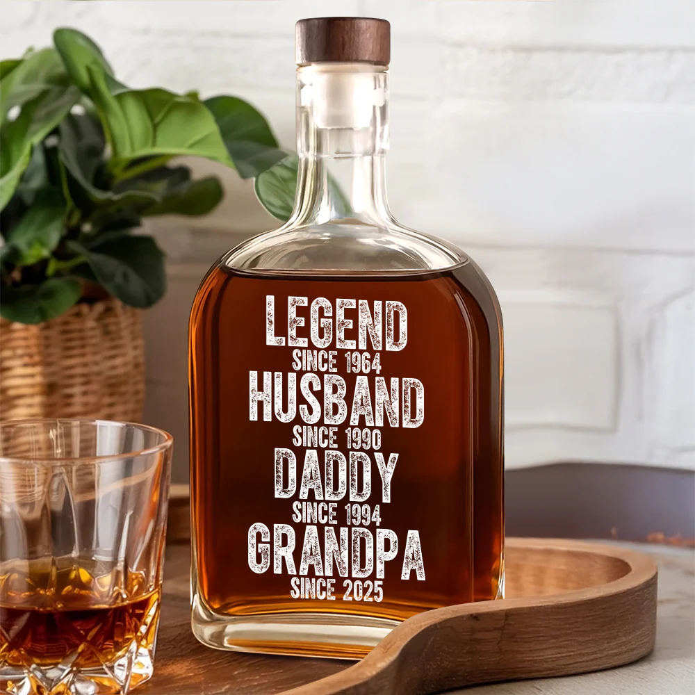 Legend Husband Daddy Grandpa - Family Personalized Whiskey Bottle HA75 892522 - Image 4