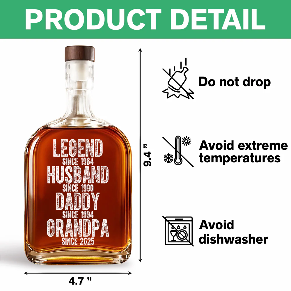 Legend Husband Daddy Grandpa - Family Personalized Whiskey Bottle HA75 892522 - Image 7