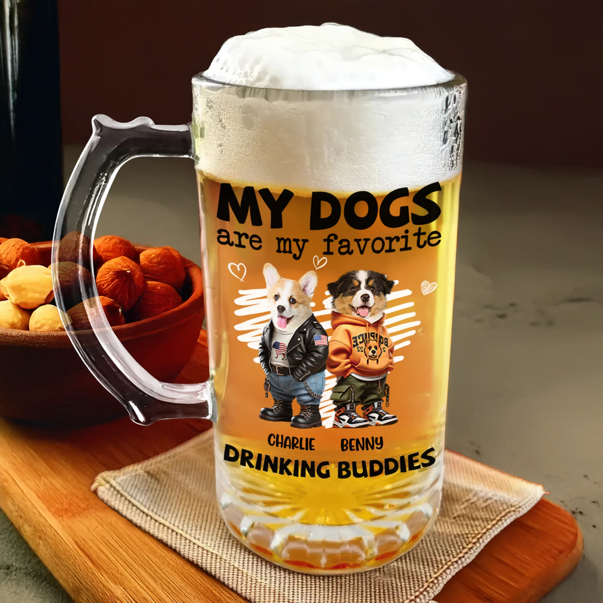 My Dog Is My Favorite Drinking Buddy - Personalized Glass Beer Mug CH07 895568 - Image 2