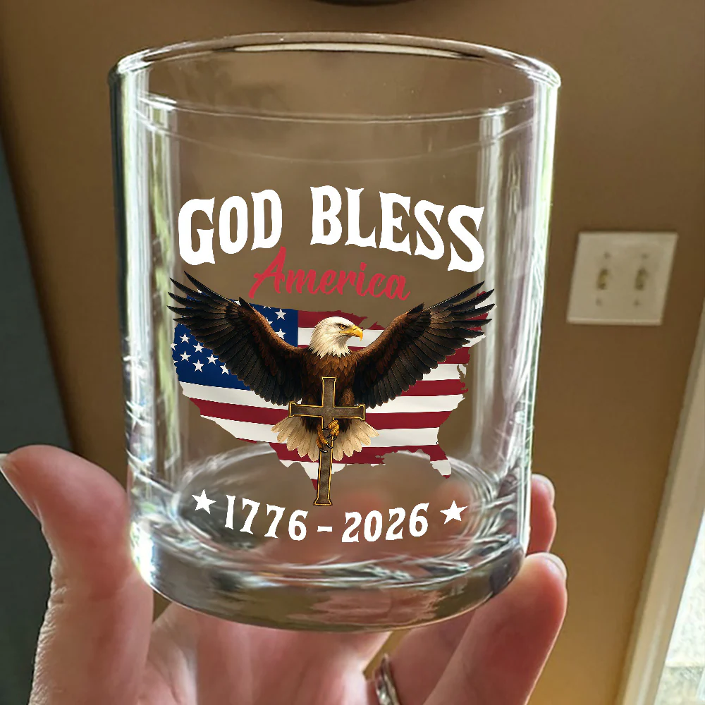 Patriotic 250th Anniversary God Bless America Eagle 1776–2026 Whiskey Glass HO82 900976 - Image 3