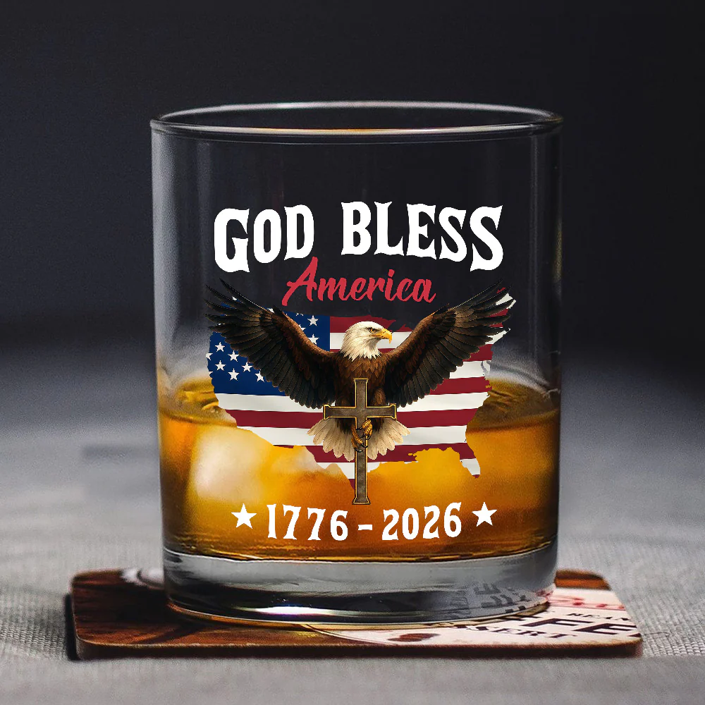 Patriotic 250th Anniversary God Bless America Eagle 1776–2026 Whiskey Glass HO82 900976 - Image 5