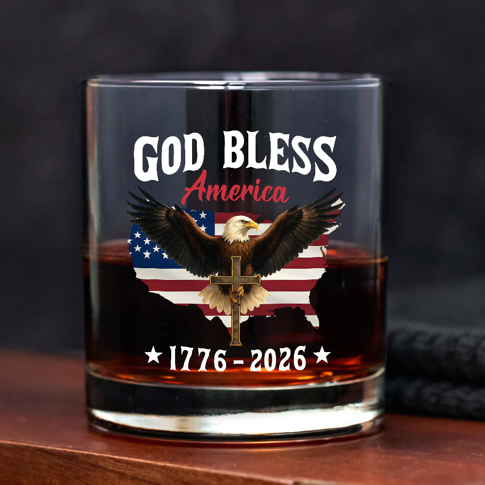 Patriotic 250th Anniversary God Bless America Eagle 1776–2026 Whiskey Glass HO82 900976 - Image 6