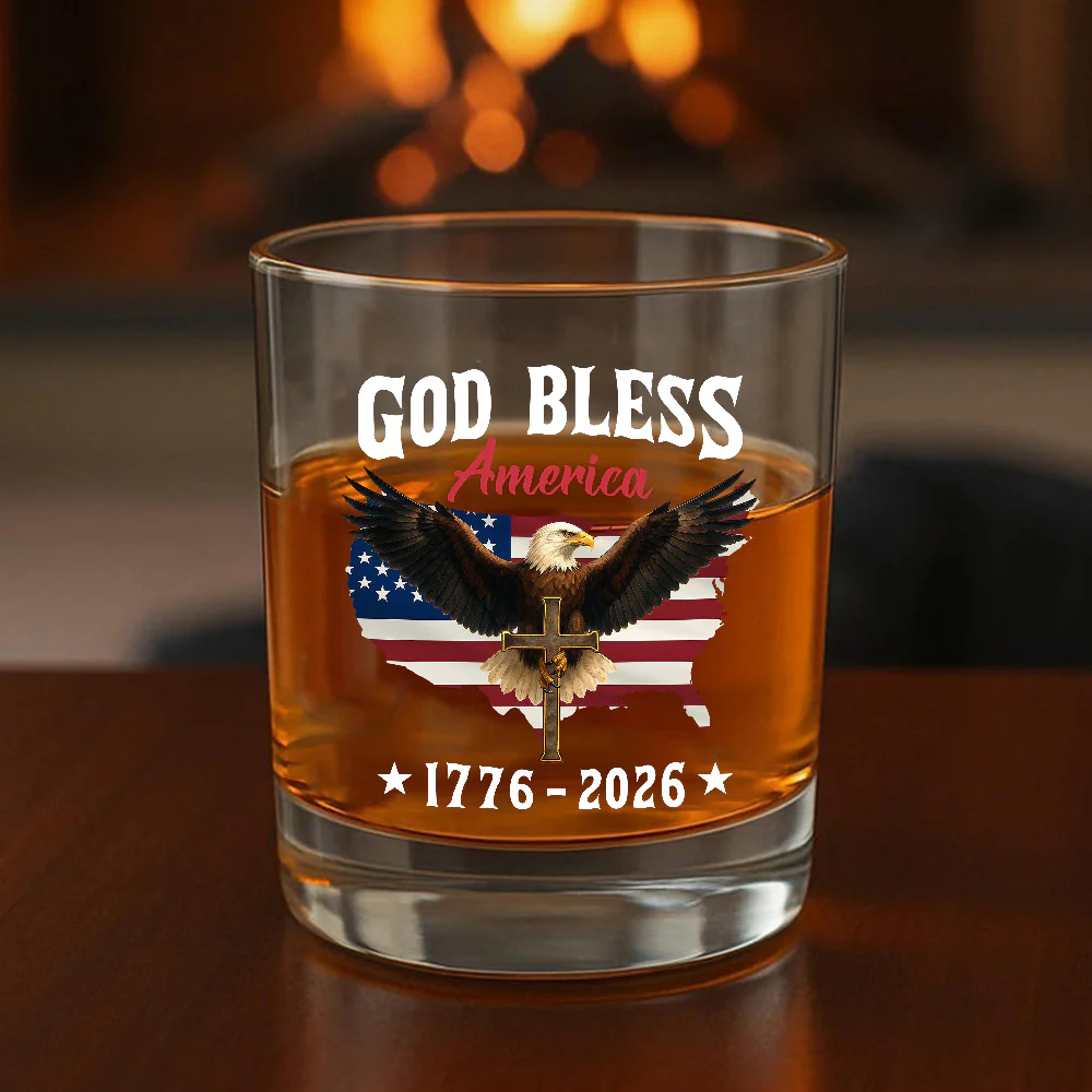 Patriotic 250th Anniversary God Bless America Eagle 1776–2026 Whiskey Glass HO82 900976 - Image 7