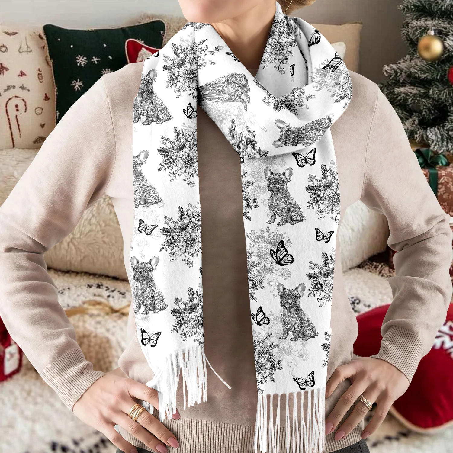 Personalized Dog Chinoiserie Toile De Jouy Style Scarf HO82 900758 - Image 4