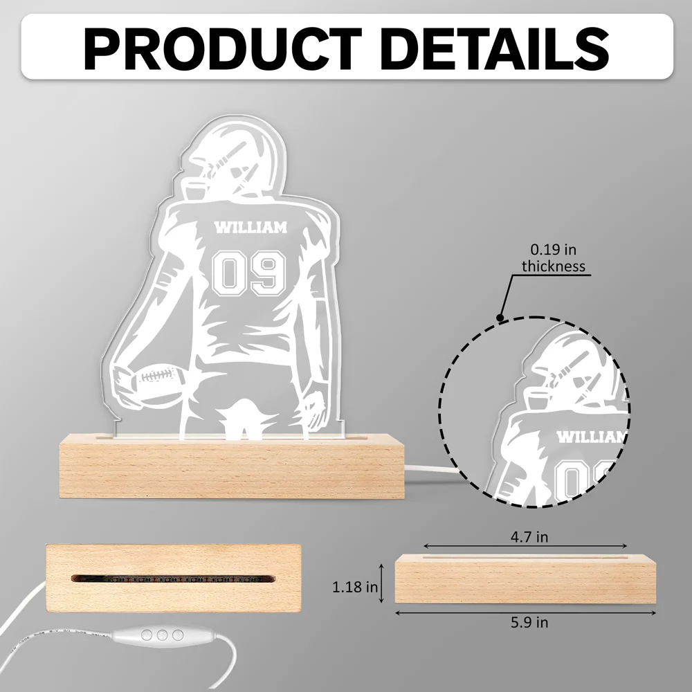 Personalized Football Player LED Night Light Football Team Gift CH07 899460 - Image 7