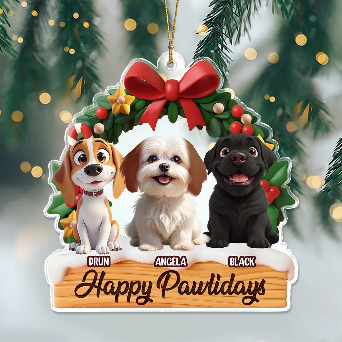 Personalized Happy Pawlidays Christmas Acrylic Ornament Gift For Dog Lover LM32 897247 - Image 5