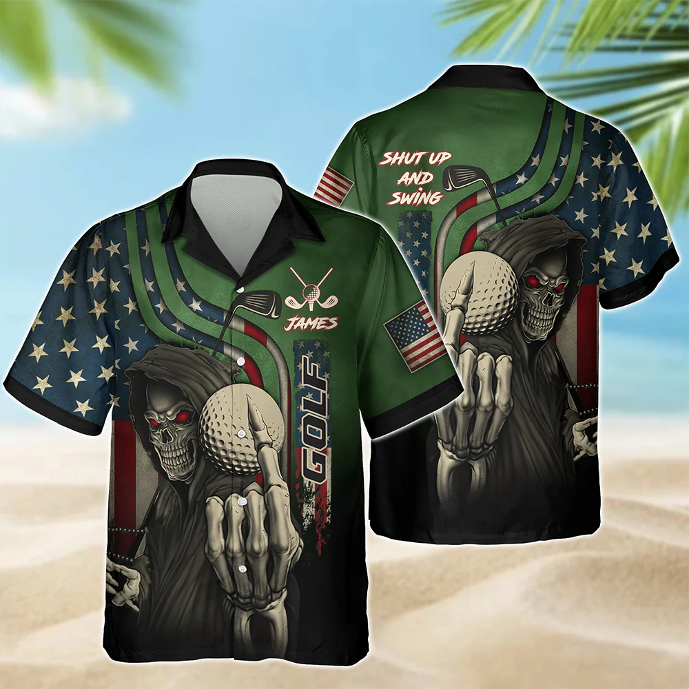Personalized Shut Up And Swing With American Flag Hawaiian Shirt For Golf Lover CH07 910054 - Image 6