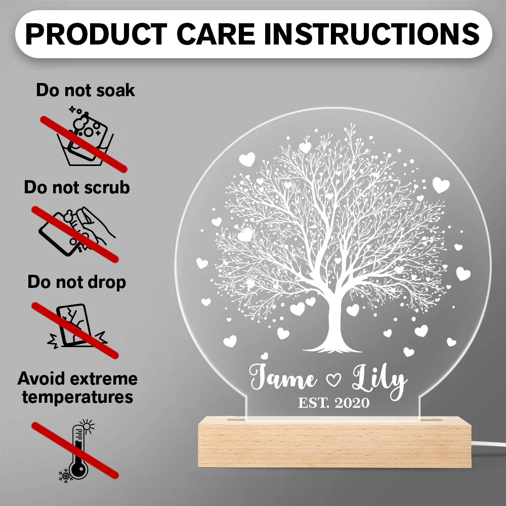 Personalized Tree Of Love LED Night Light Gift For Couple HO82 901124 - Image 5