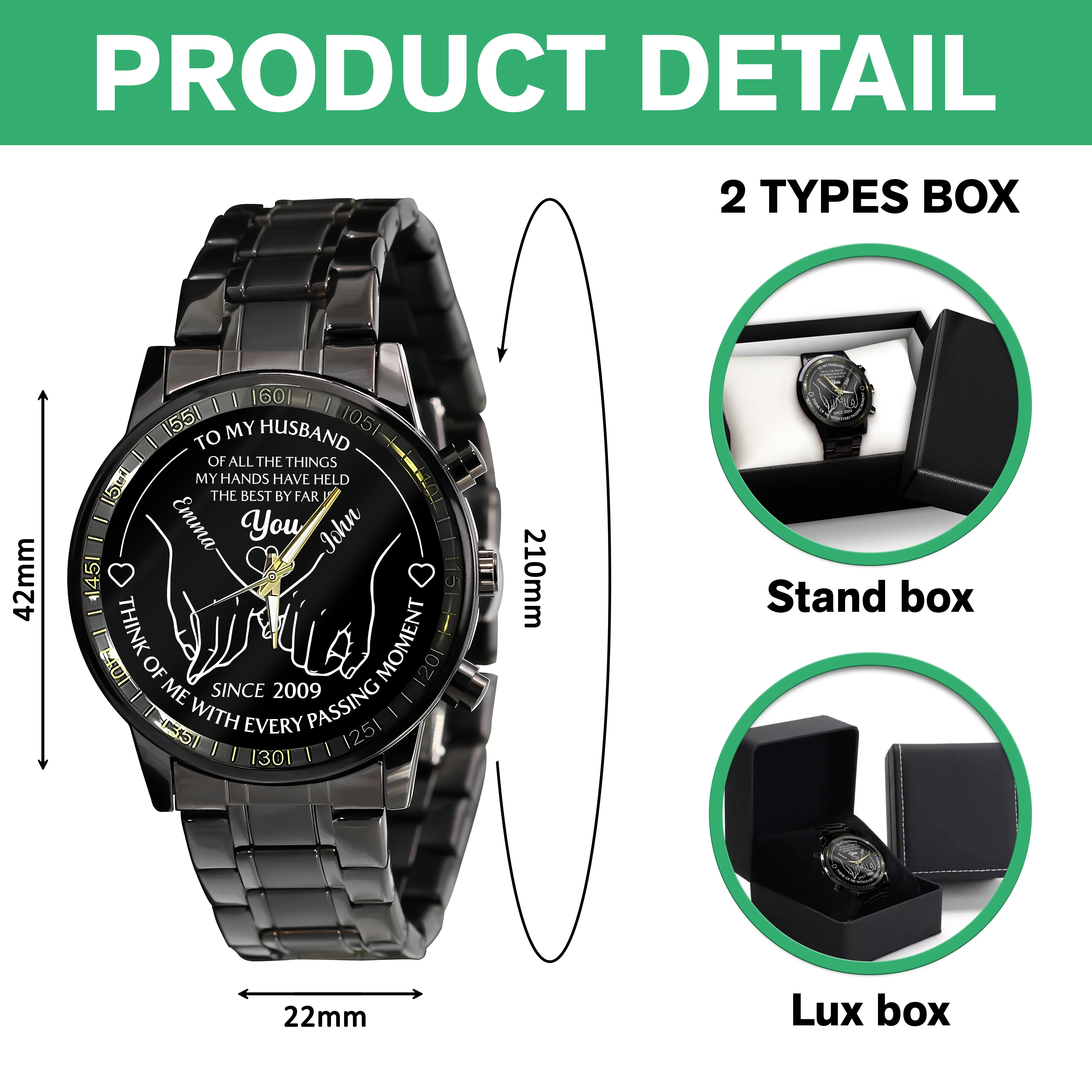 To My Husband Holding Hands - Personalized Men's Wrist Watch LM32 895017 - Image 7