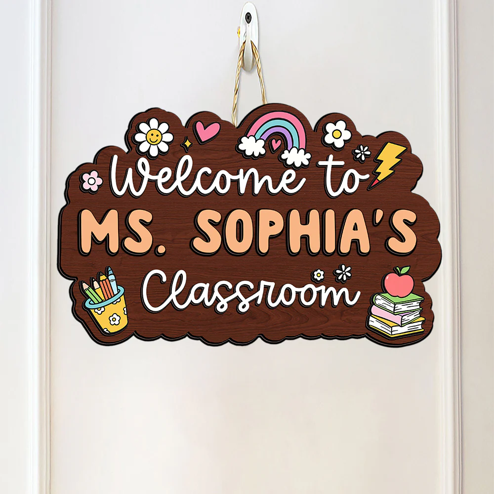 Welcome To Classroom Personalized Door Sign Gift For Teacher HO82 894294 - Image 4