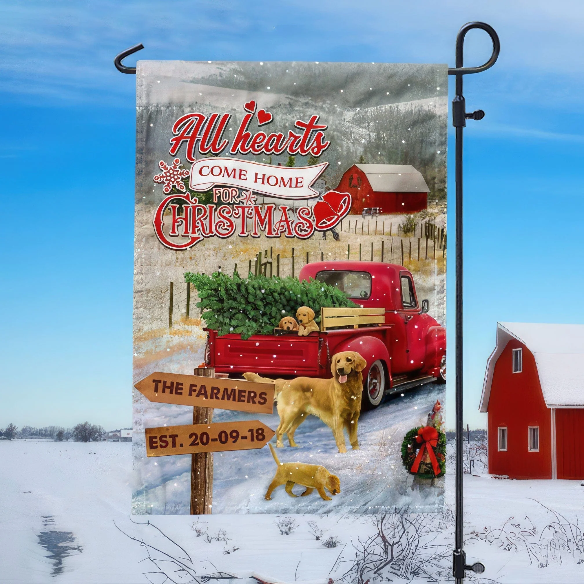All Hearts Come Home For Christmas Farmer Garden Flag, Personalized Christmas Gift, Farmer Gift, HN590 - Image 3