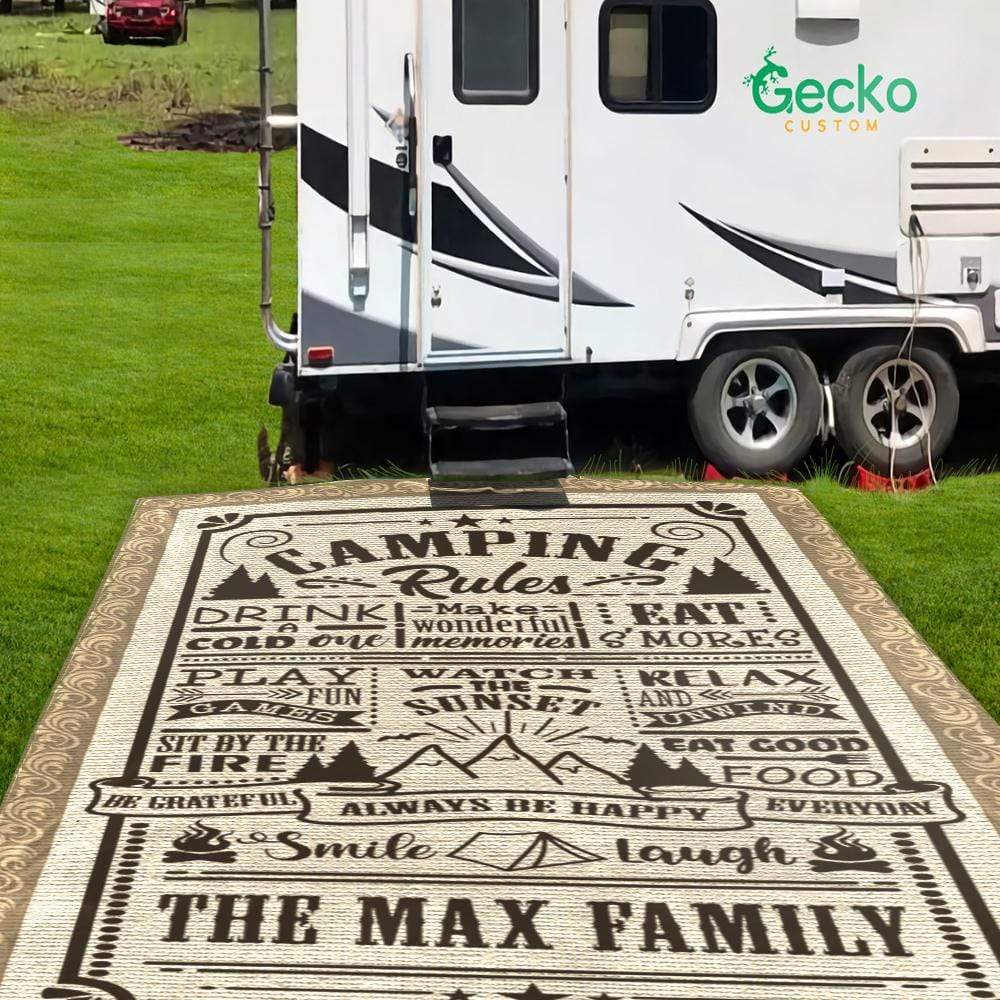 Camping Rules Custom Family Name Camping Patio Rug K228 HN590 895150 - Image 2
