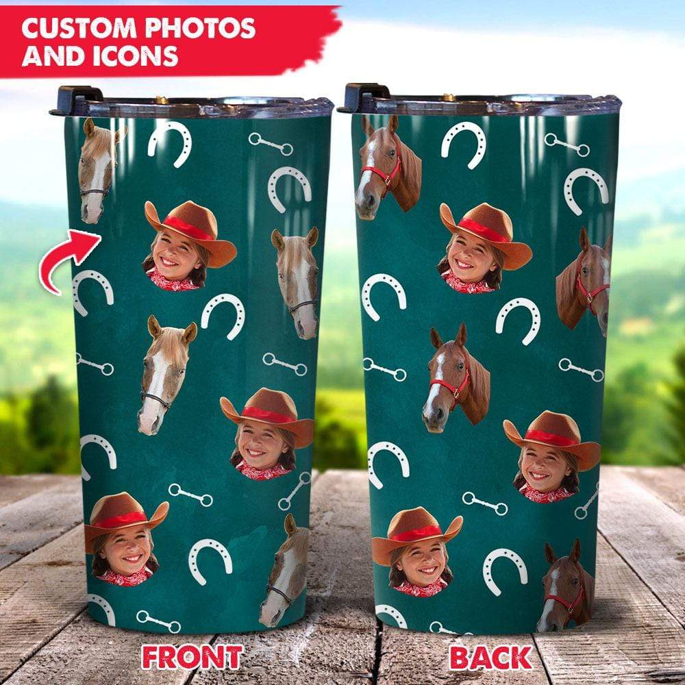 Custom Horse Photo And Icons Pet Tumbler HN590 - Image 3