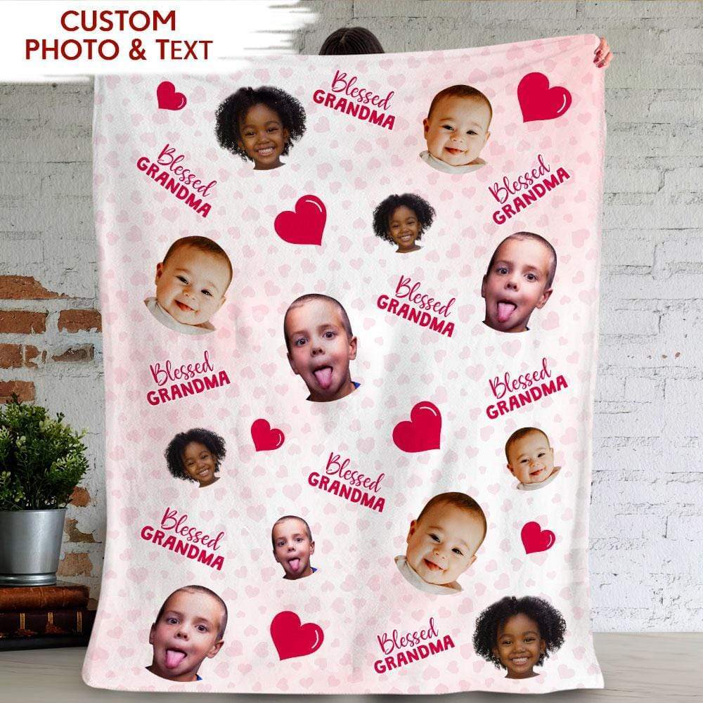 Custom Image Blessed Grandma Family Blanket 890585