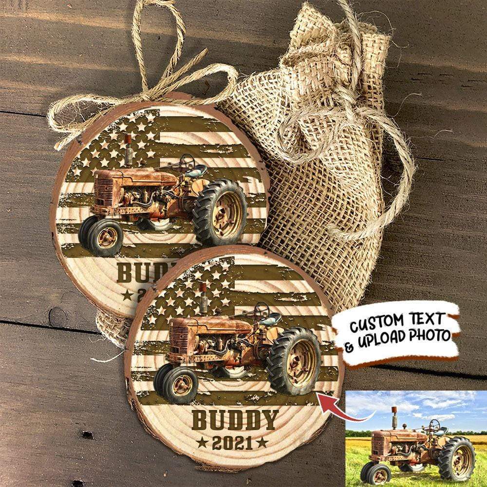 Custom Tractor Image Farmer Wood Slice Ornament HN590 - Image 2