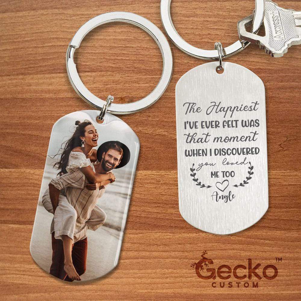 The Happiest Moment I Discovered You Loved Me Too Couple Metal Keychain HN590 - Image 2