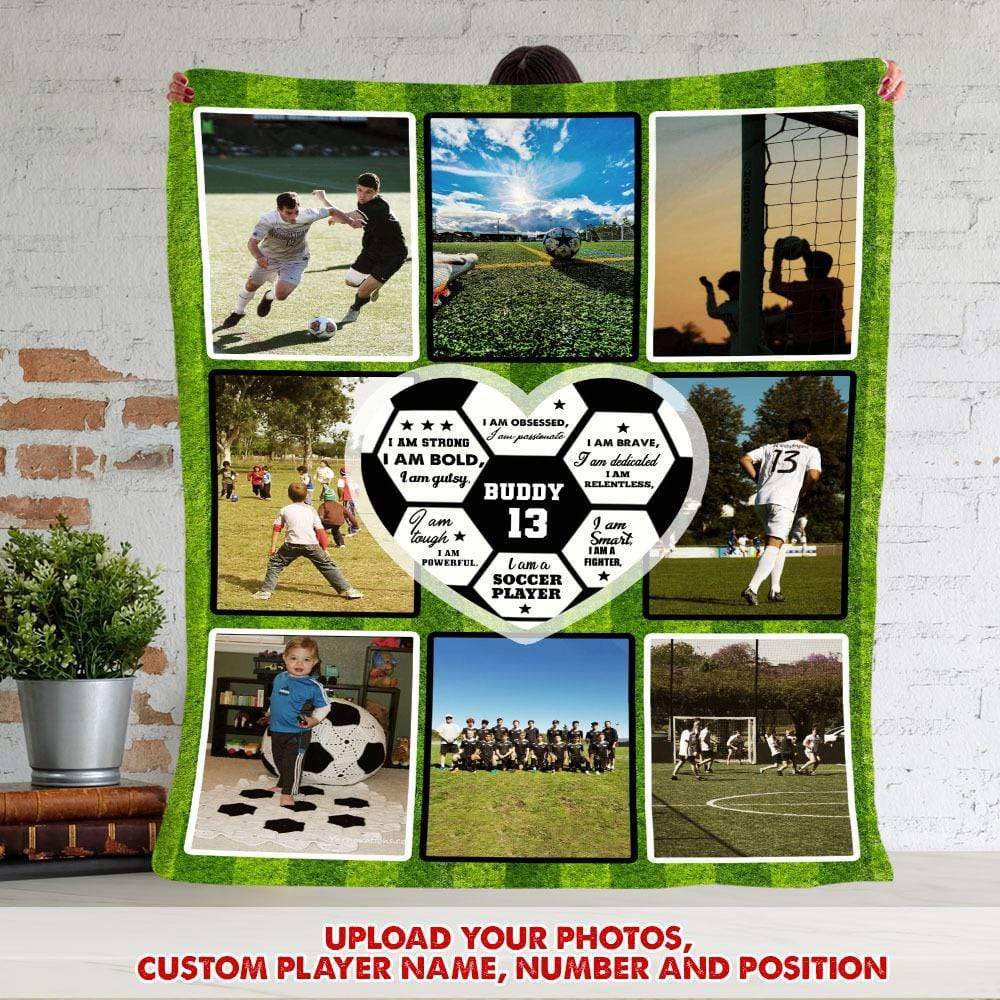 I Am Strong Obsessed Brave Soccer Player Blanket HN590 - Image 2