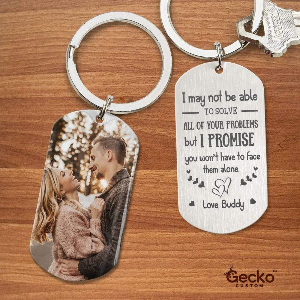 I Promise You Won't Face Your Problems Alone Couple Metal Keychain HN590 - Image 2