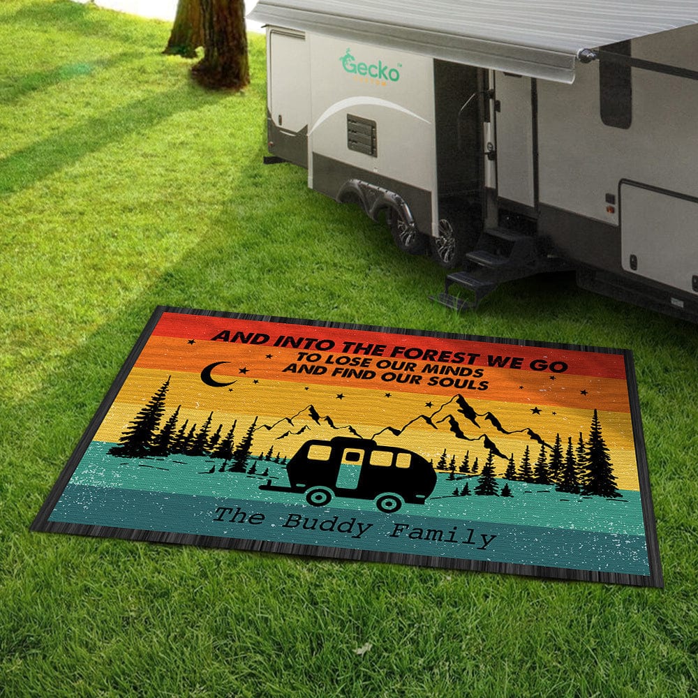 Retro Sunset Into The Forest We Go Custom Text Camping Patio Mat T286 HN590 891793 - Image 6