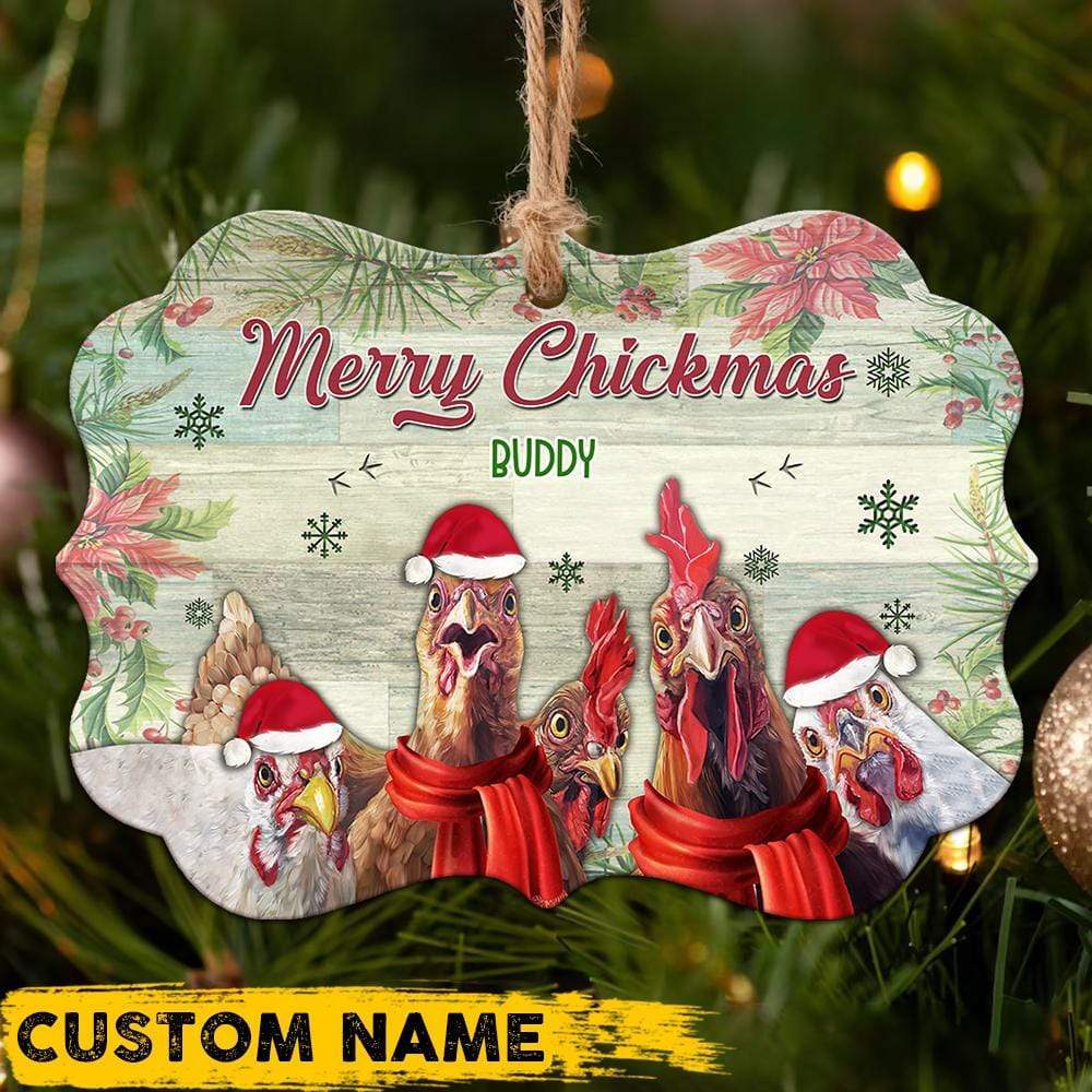 Merry Chickmas Ornament, Farmer Gift, Custom Chicken Lover Gift, Christmas Gift, HN590 - Image 3