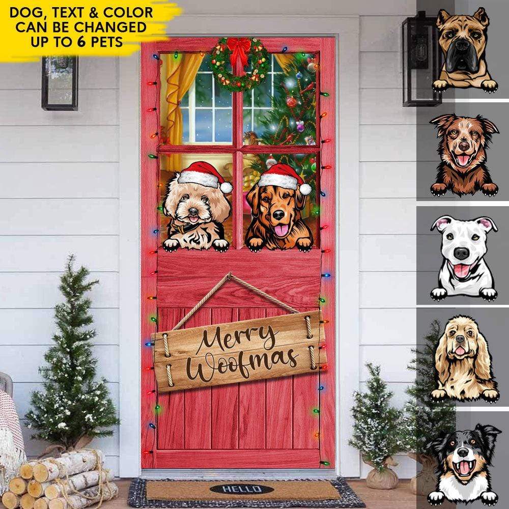 Merry Woofmas Happy Pawlidays Dog Door Cover HN590