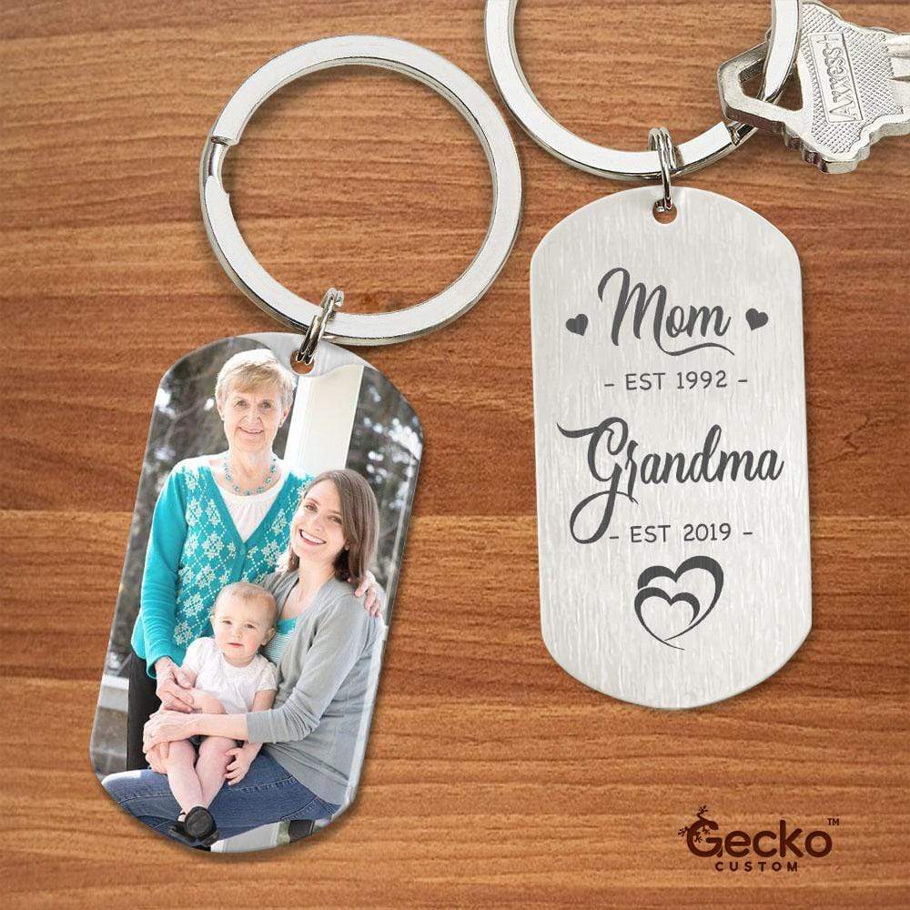 Mom Grandma Since Custom Time Family Metal Keychain HN590 - Image 2