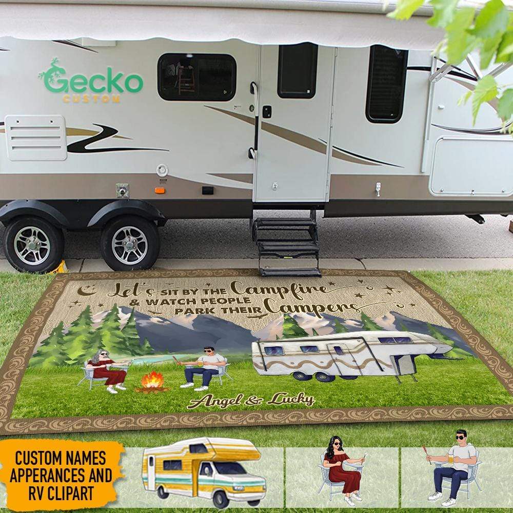 Let's Sit By The Campfire Watch People Camping Patio Mat K228 HN590 - Image 2