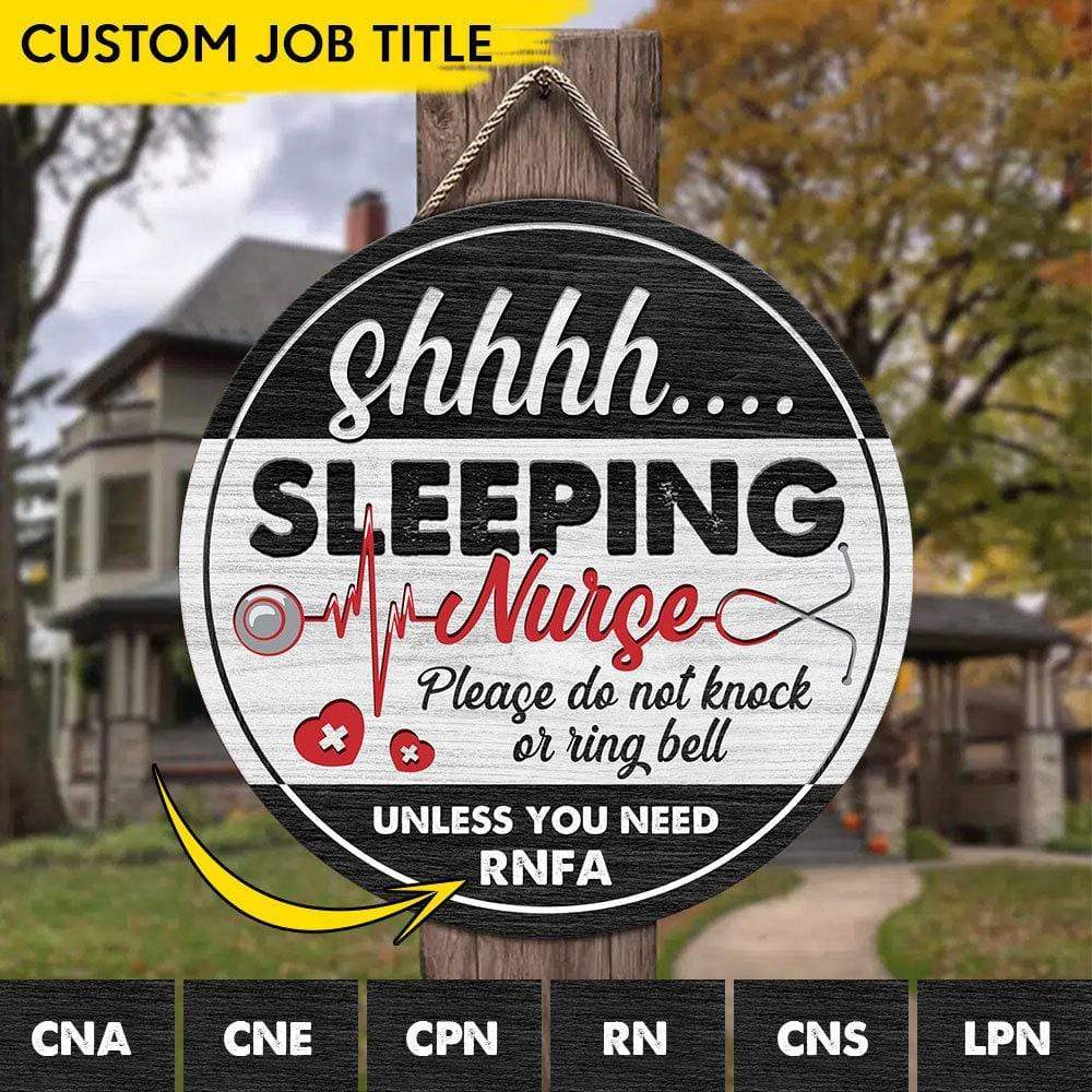 Sleeping Nurse Don't Knock Unless You Need Nurse Wooden Door Sign HN590 - Image 2