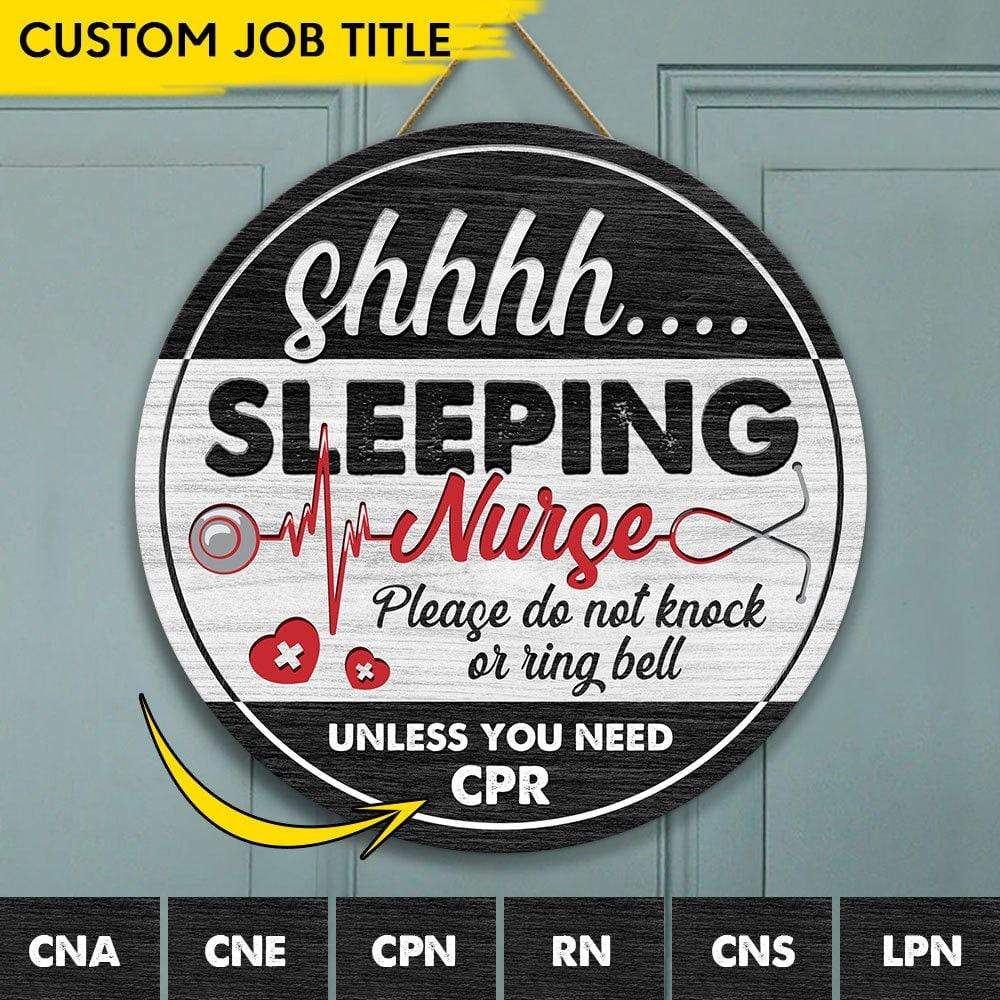 Sleeping Nurse Don't Knock Unless You Need Nurse Wooden Door Sign HN590 - Image 3