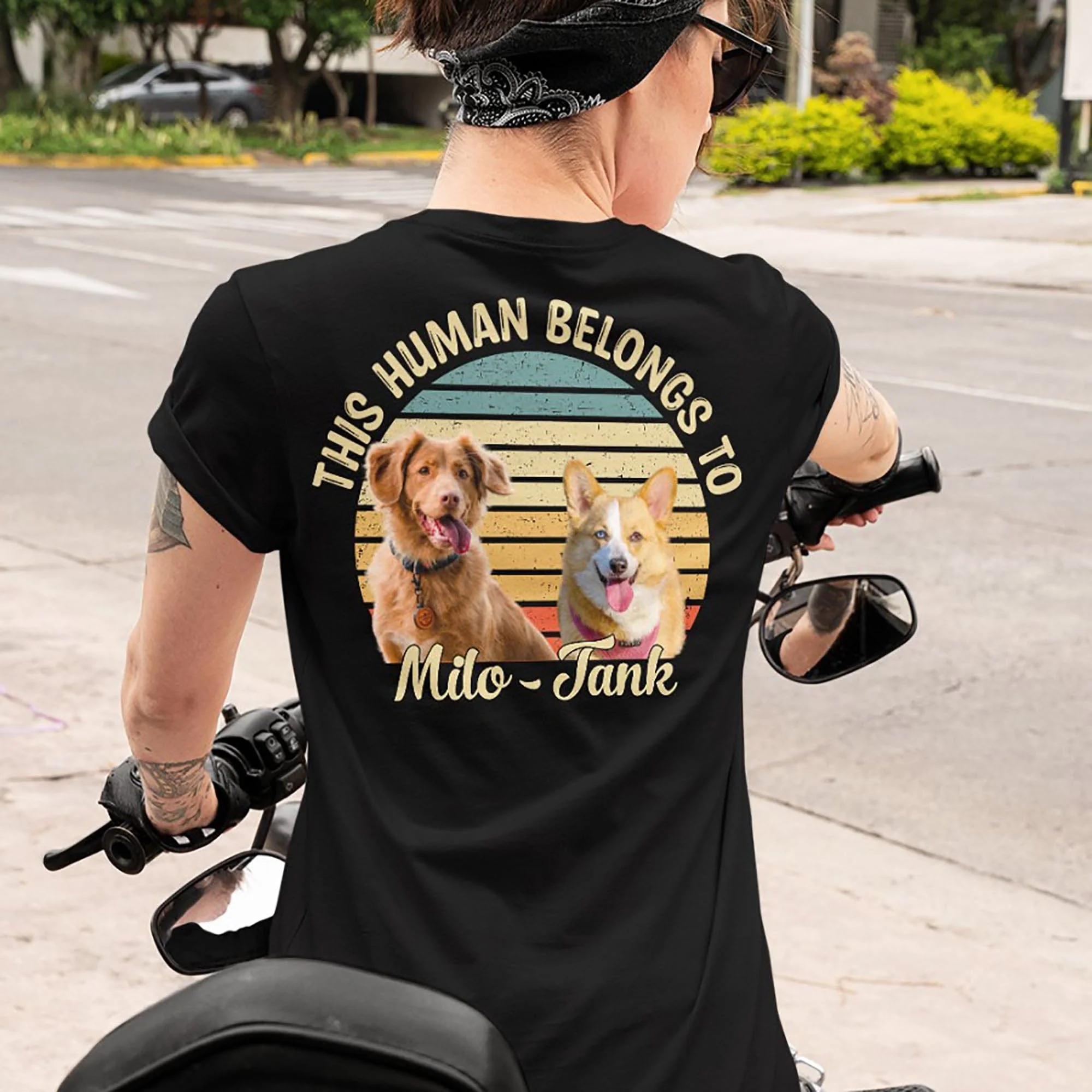 Human Belongs To Dog Cat Personalized Custom Photo Dog Cat Pet Backside Shirt C251 - Image 3
