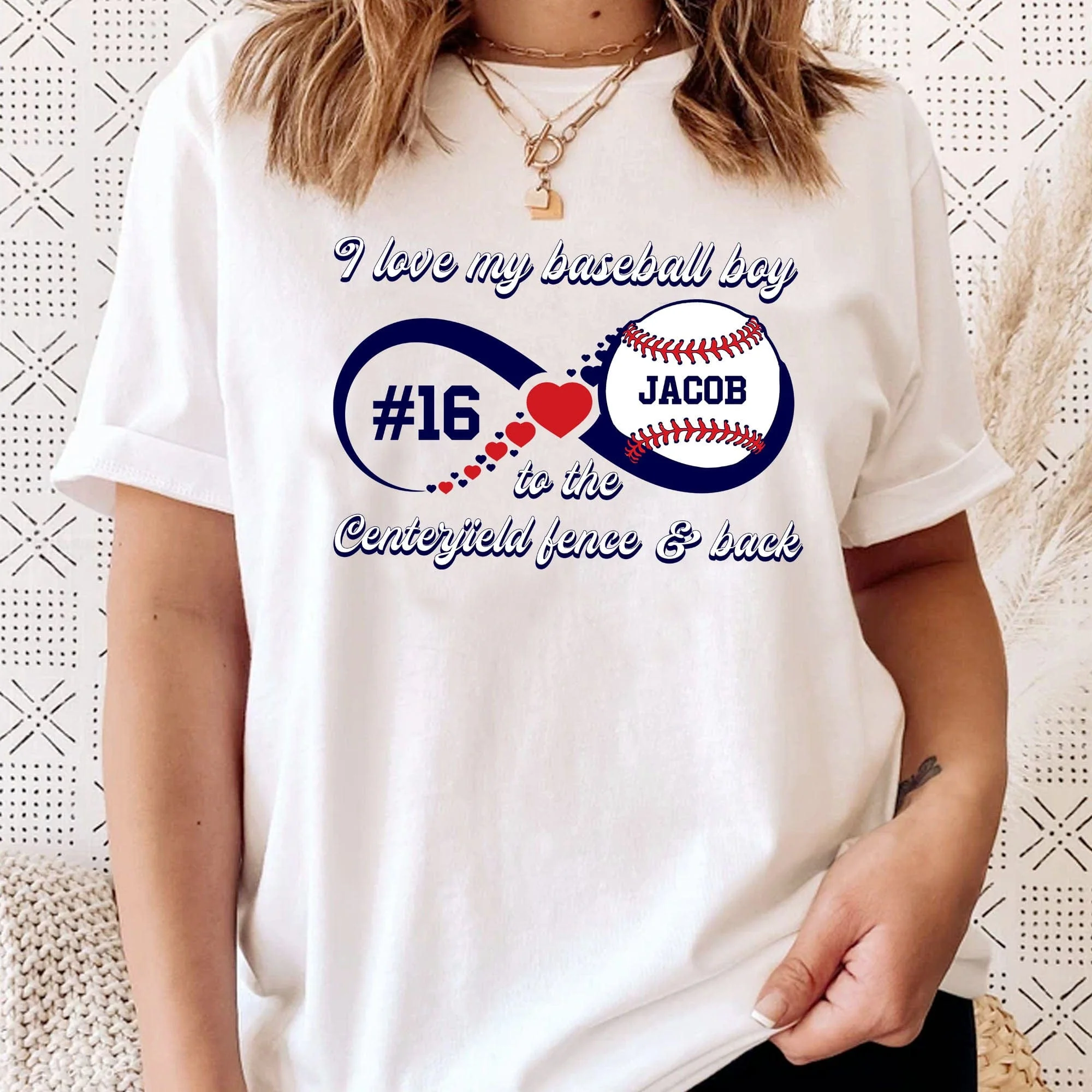 I Love My Baseball Boy To The Centerfield Fence And Back Shirt Personalized Custom Baseball Shirt H489 - Image 4