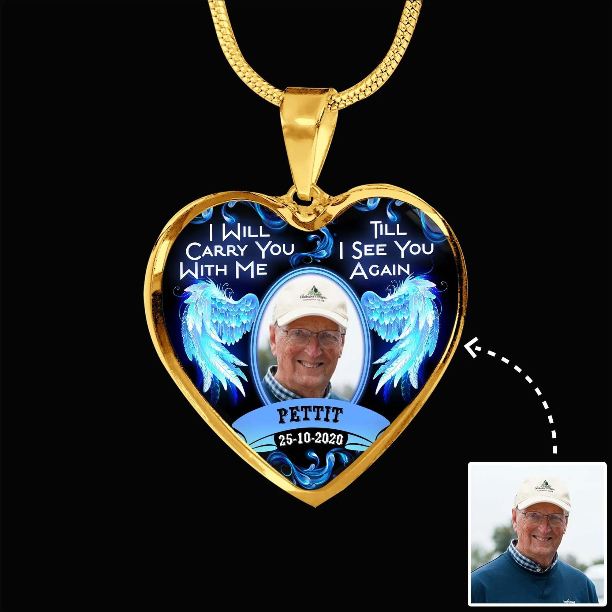 I Will Carry You With Me Memorial Heart Necklace - Image 2