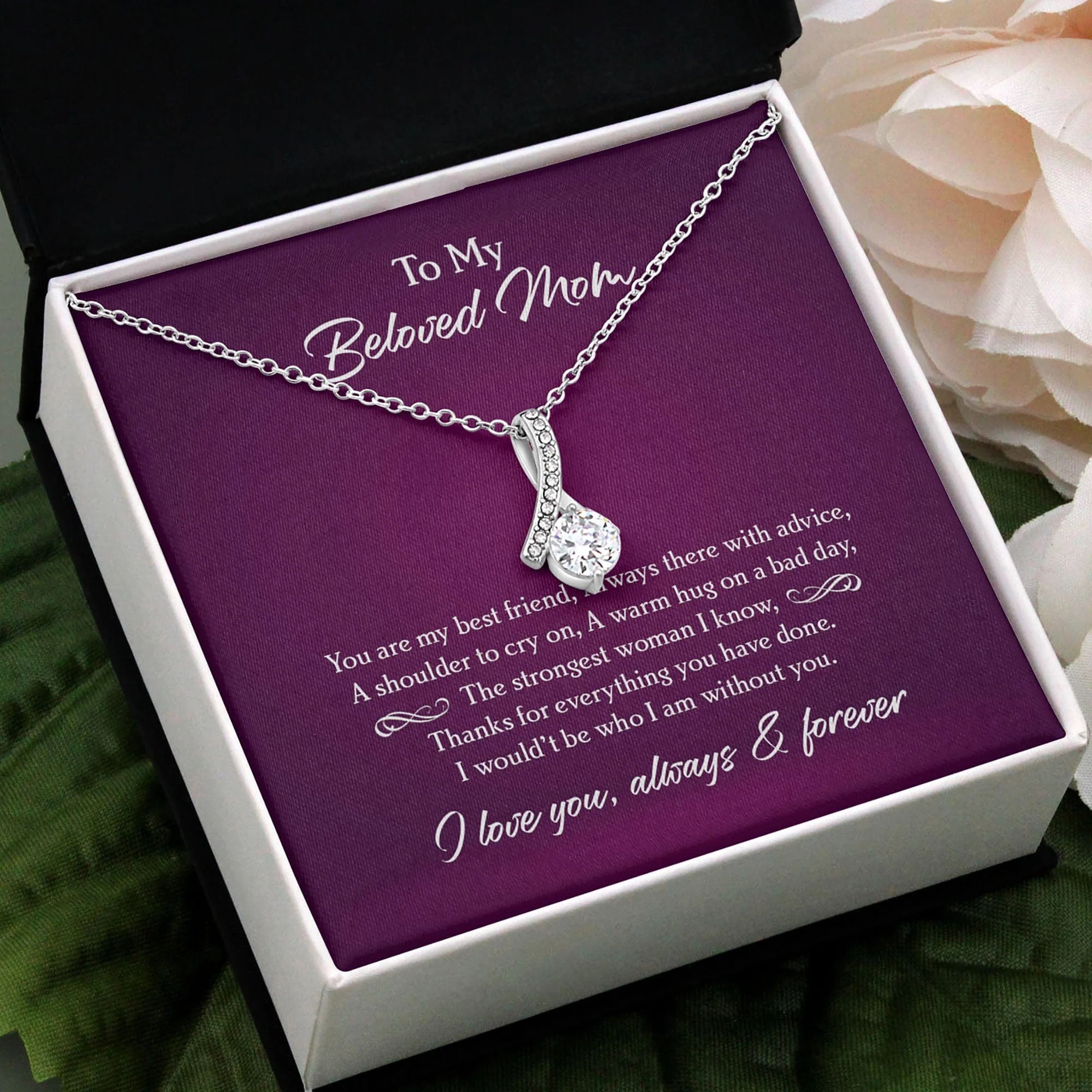I Wouldn't Be Who I Am Without You Personalized Mother's Day Message Card Necklace C262 - Image 2