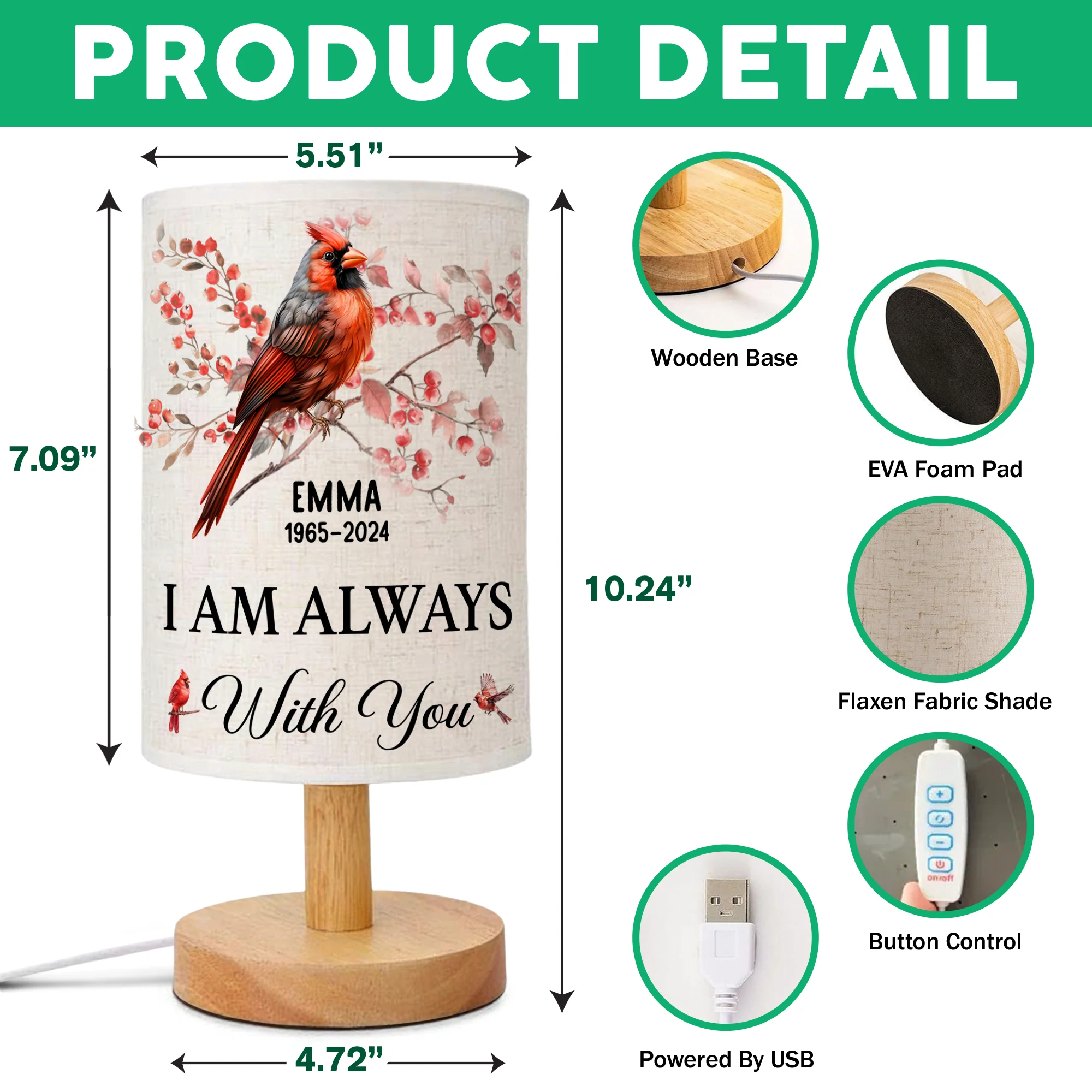 I'm Always With You - Personalized Fabric Lamp TH10 892863 - Image 6