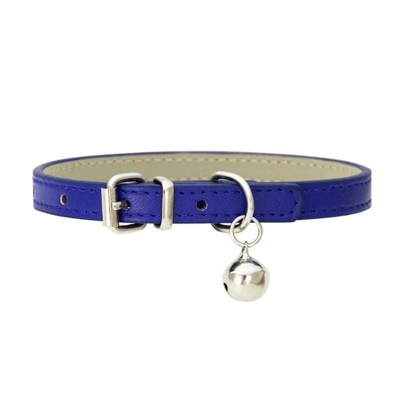 Leather Small Dog Cat Collar with Bell - Image 16