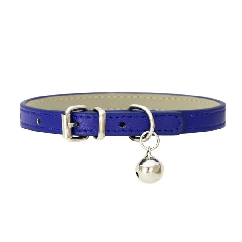 Leather Small Dog Cat Collar with Bell - Image 20