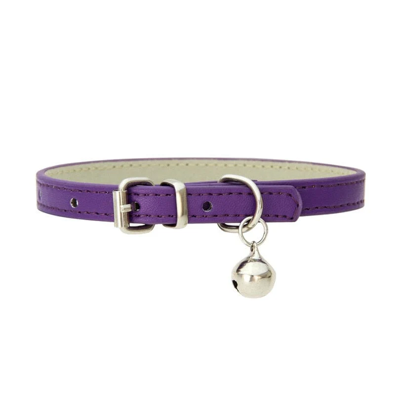 Leather Small Dog Cat Collar with Bell - Image 6